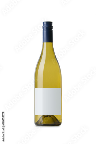 White Wine on White Background with Blank Label