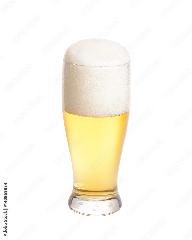 Cold beer in glass isolated on a white background. Cold beer in glass isolated on a white background.