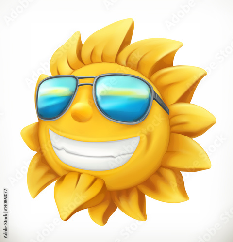 Fun summer sun. 3d vector icon