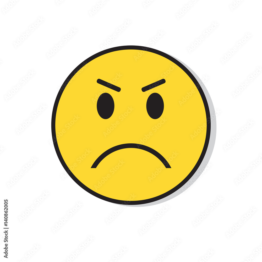 Yellow Sad Face Negative People Emotion Icon Flat Vector Illustration