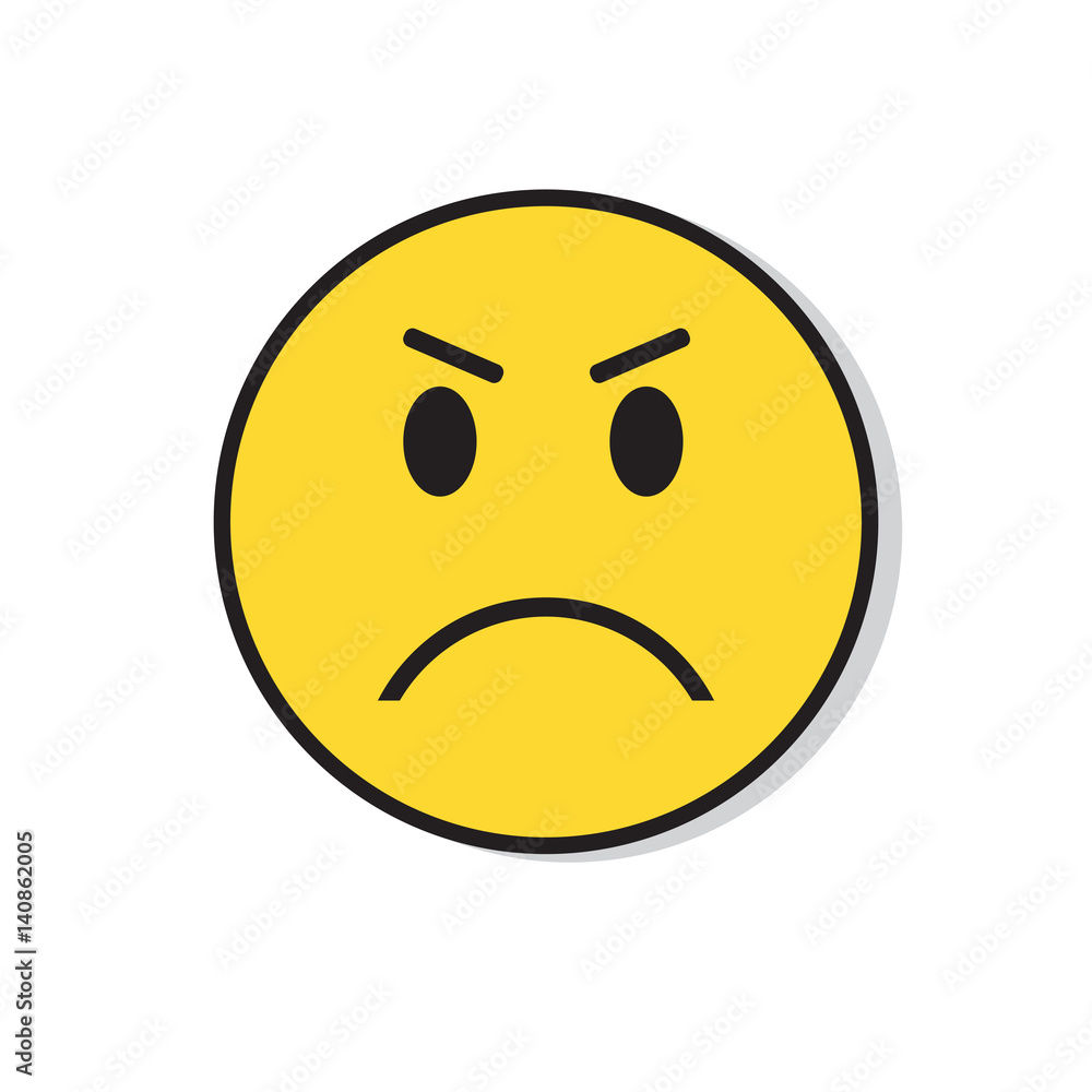 Fototapeta premium Yellow Sad Face Negative People Emotion Icon Flat Vector Illustration