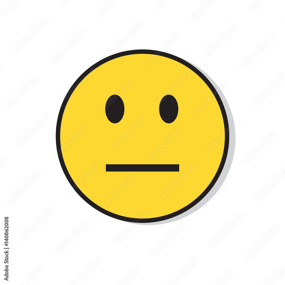Fototapeta premium Yellow Sad Face Negative People Emotion Icon Flat Vector Illustration