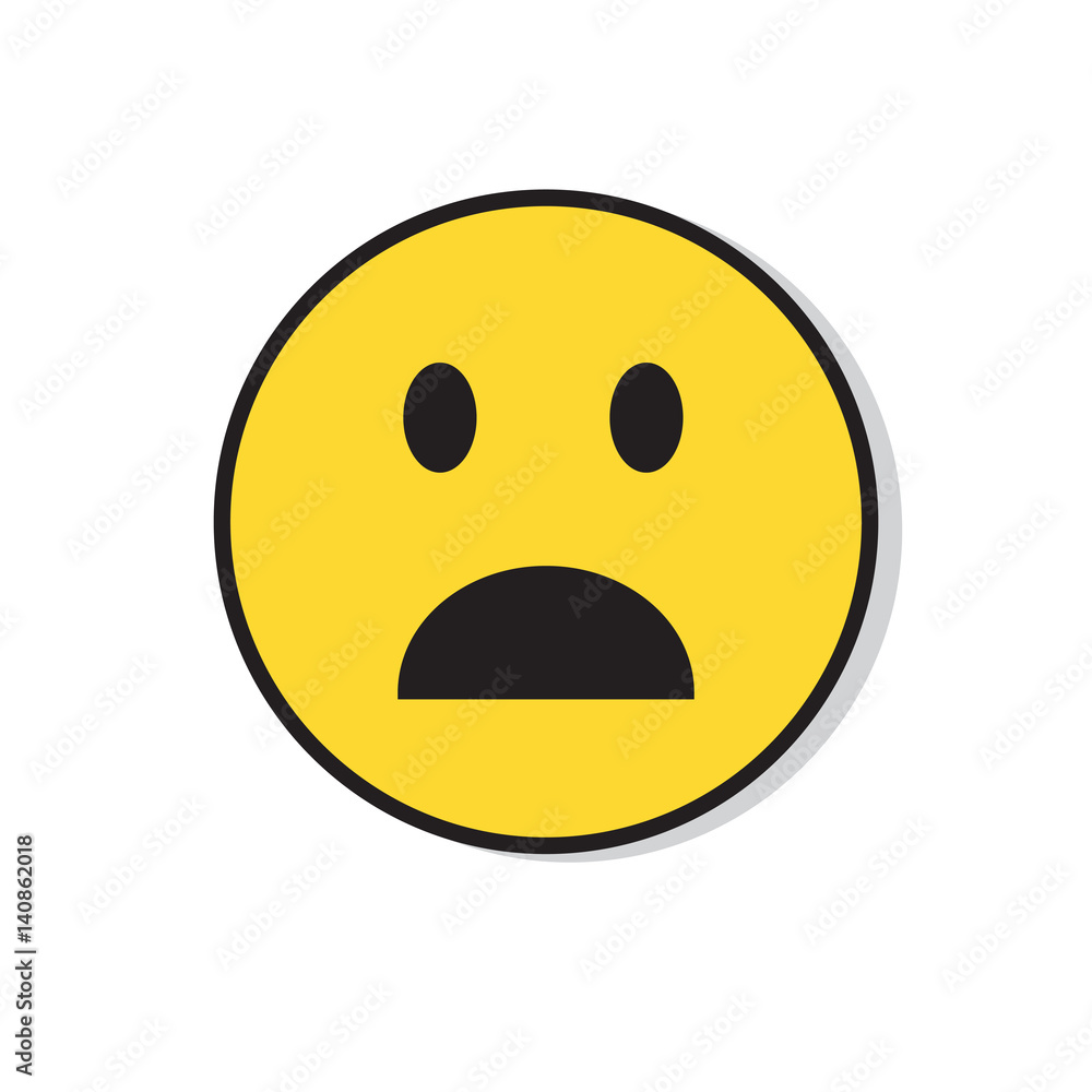 Yellow Sad Face Shocked Negative People Emotion Icon Flat Vector Illustration Yellow Sad Face Shocked Negative People Emotion Icon Flat Vector Illustration