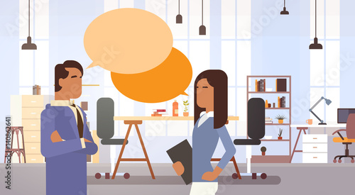 Indian Business People Group Communication In Creative Office Coworking Center Modern Workplace Flat Vector Illustration