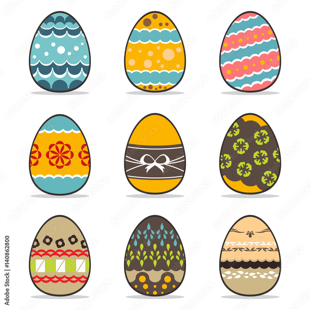 icon easter egg set, symbol vector
