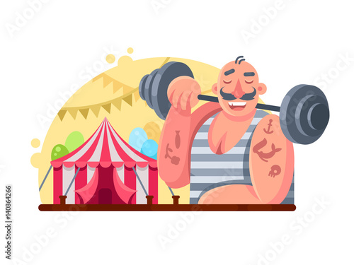 Funny circus weight lifter