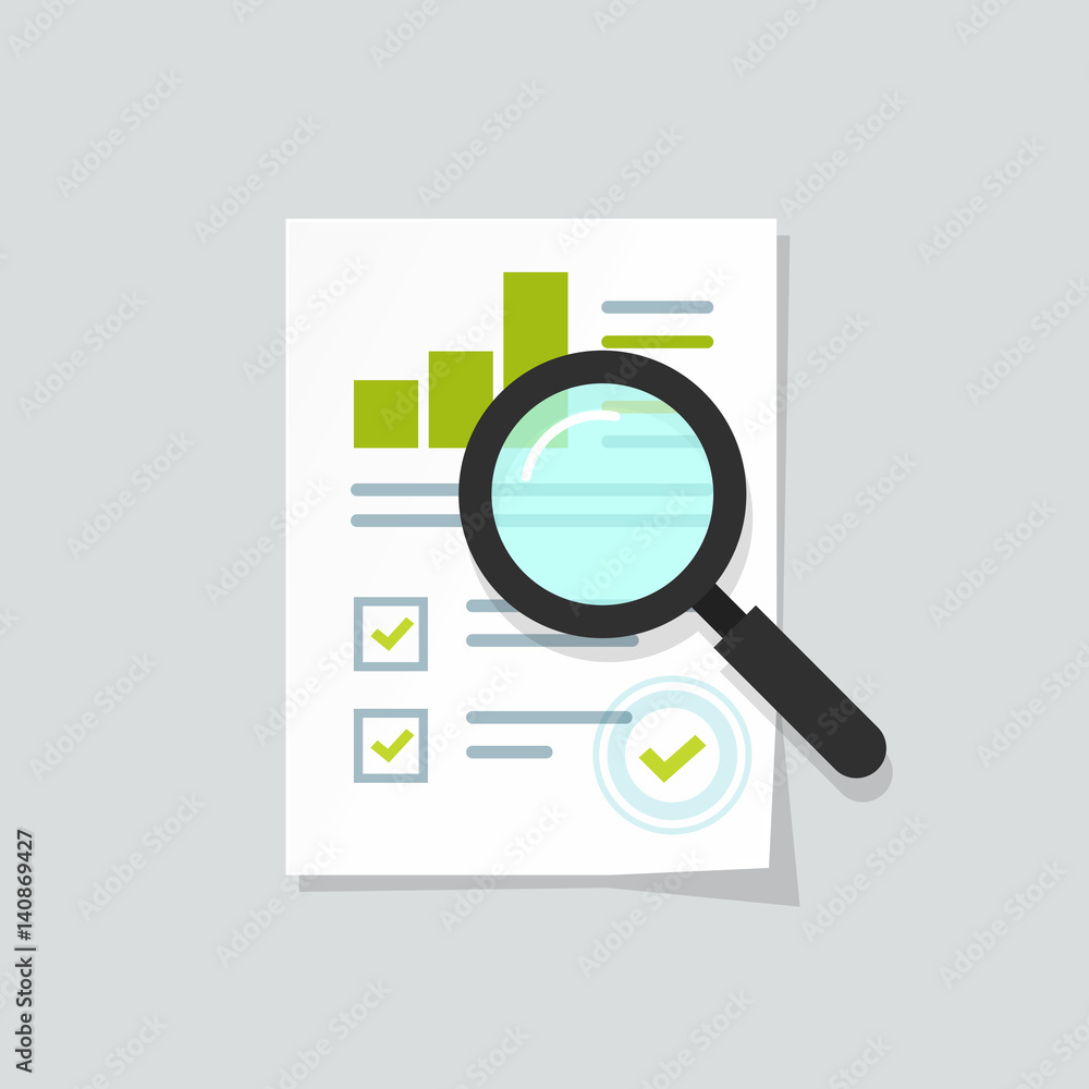 Sales growth report, analytics, investigation, boosted sales graph analytics data, research icon vector, analysis on paper sheet document via magnifier, statistics result with chart analyzing, audit Sales growth report, analytics, investigation, boosted sales graph analytics data, research icon vector, analysis on paper sheet document via magnifier, statistics result with chart analyzing, audit
