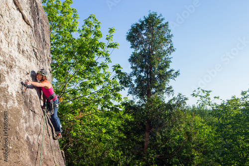 Wallpaper Mural Woman rock climbing on Ontario's Niagara Escarpment in Canada Torontodigital.ca