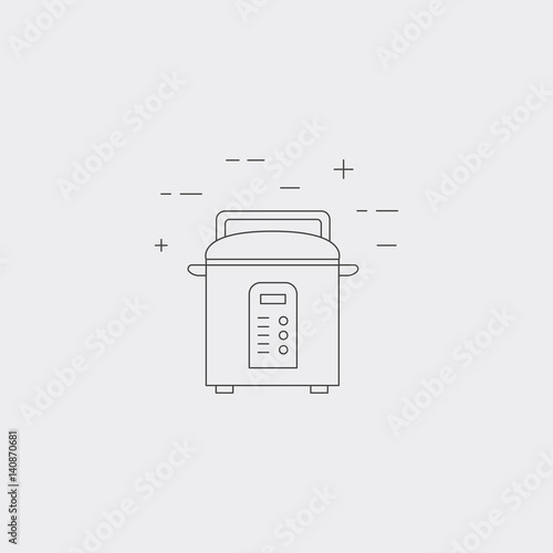 Multicooker isolated line icon. Small  cooker appliances.