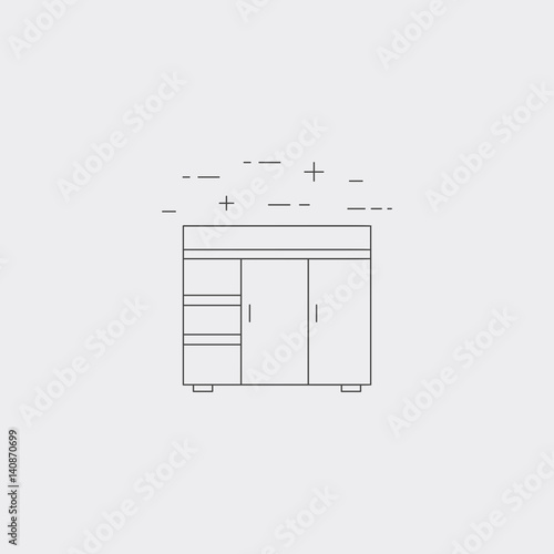 Steel work table isolated line icon. Commercial kitchen equipment.