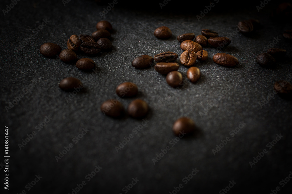 Coffee beans on stone Coffee beans on stone
