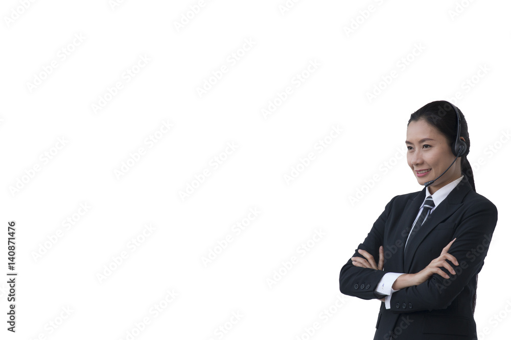 Business woman is smiling on white background Business woman is smiling on white background