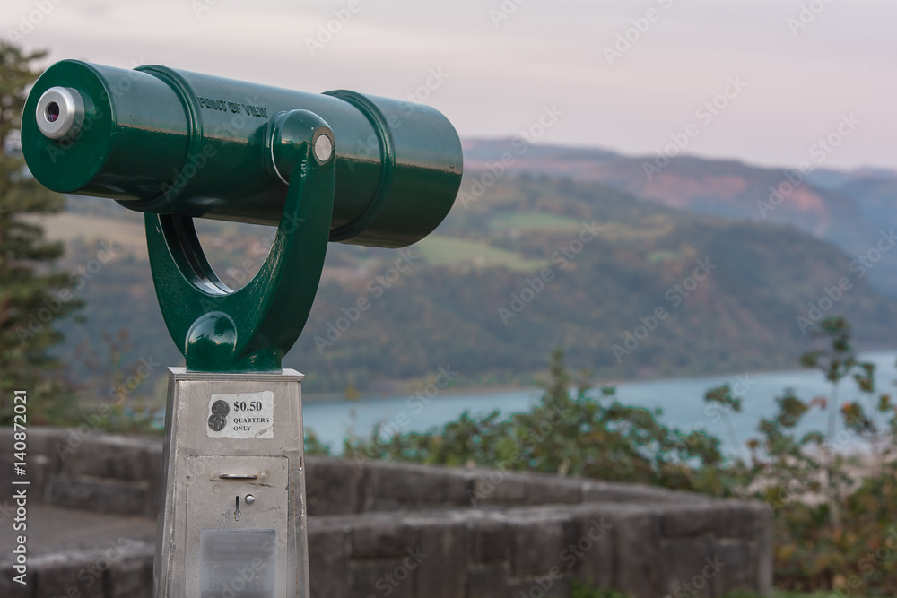green telescope at columbia river gorge