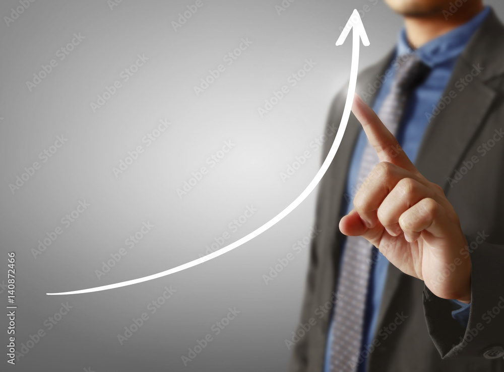 financial symbols coming from hand financial symbols coming from hand