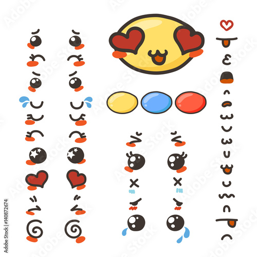 Constructor of cute lovely kawaii emoticon.
