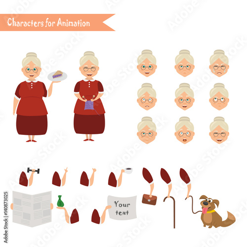 Funny Grandmother housewife cartoon. photo