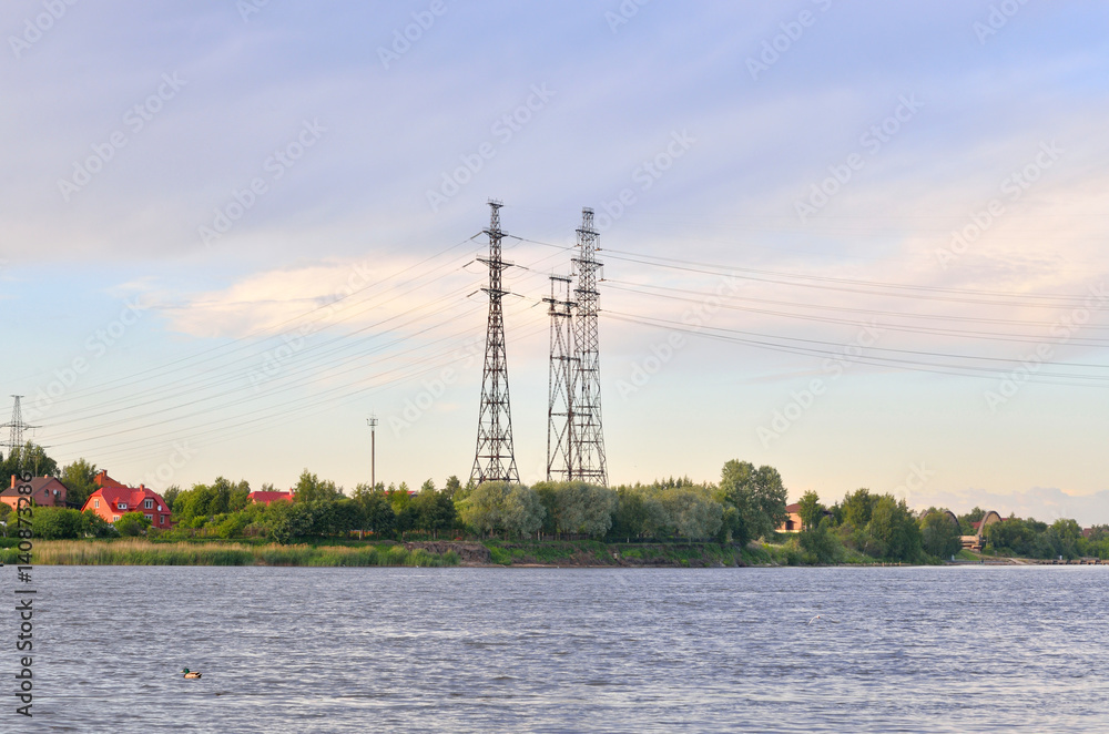 Power line and Neva River.