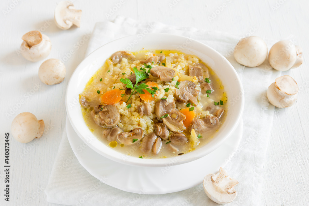 mushroom soup with millet