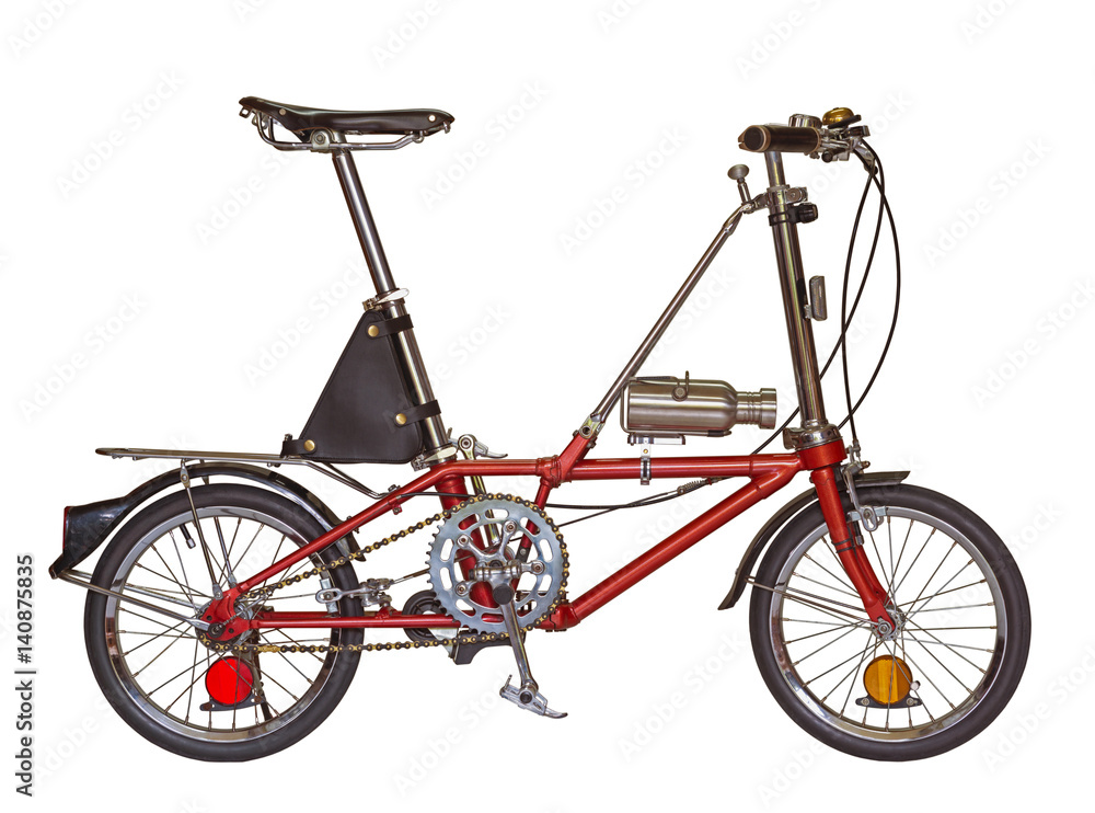 Fototapeta premium red bicycle small wheel isolated on a white background with clipping path