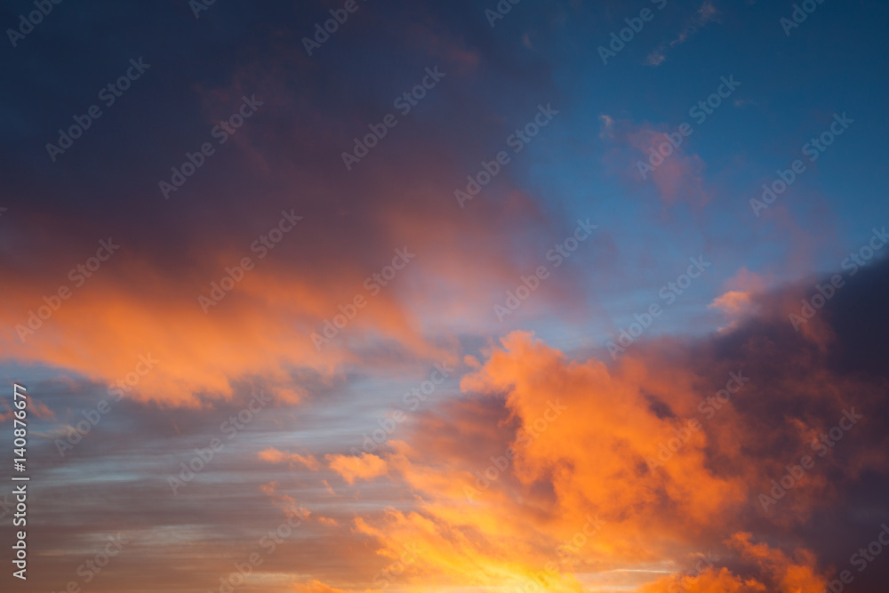 Sunset colors at cloud sky