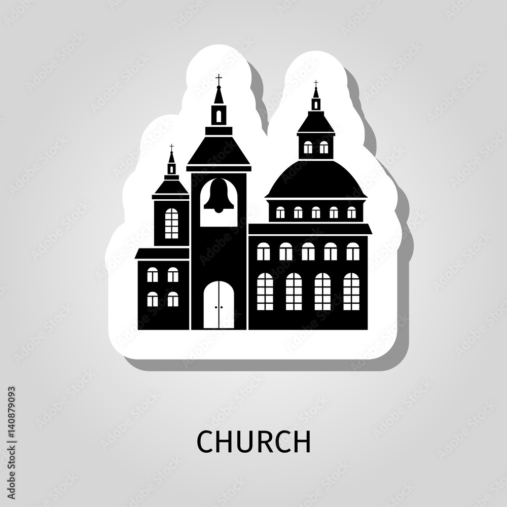 Church black silhouette building sticker