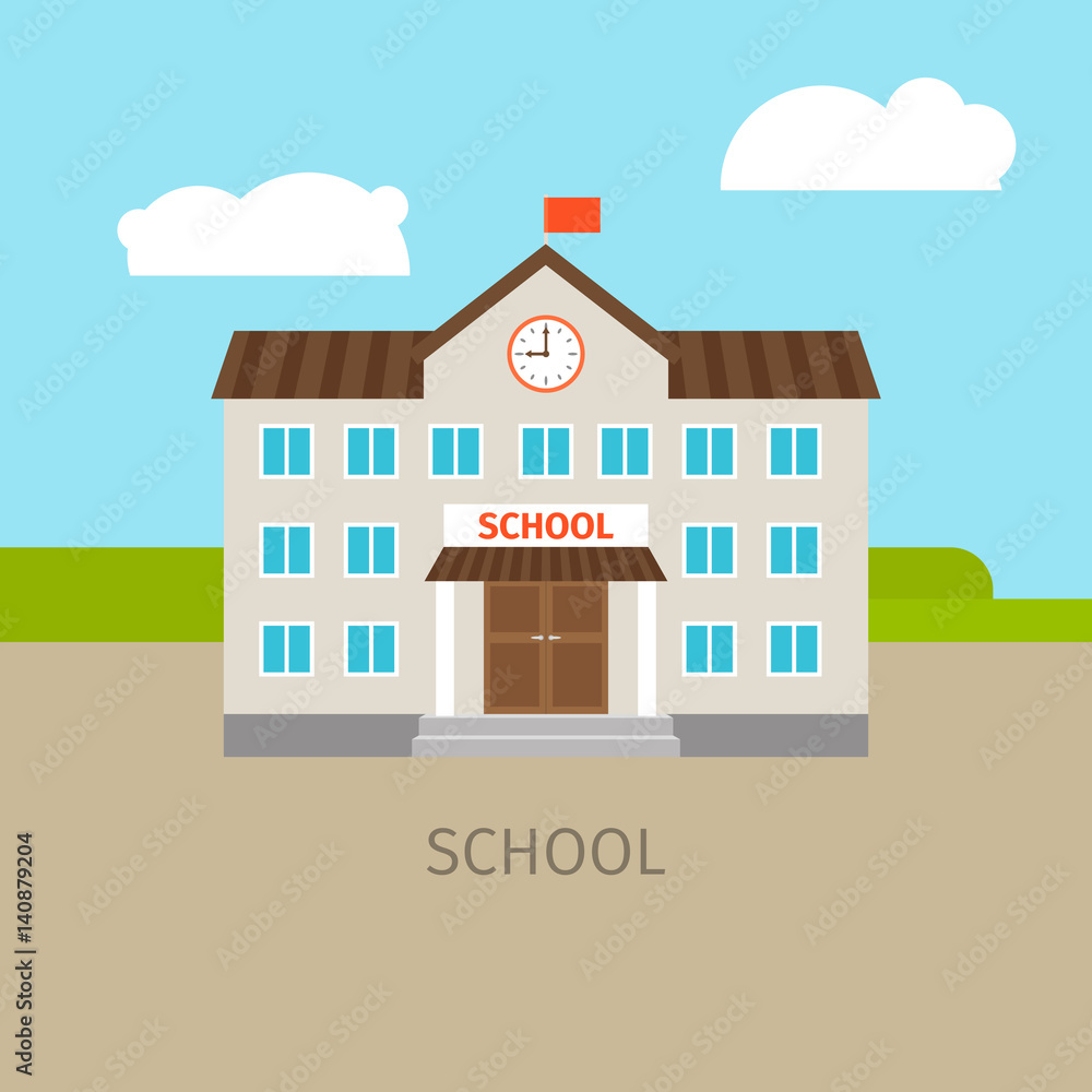 Colored school building illustration