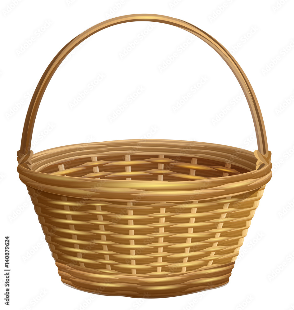 Empty wicker basket with handle arc - obrazy, fototapety, plakaty 