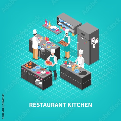 Food Court Kitchen Composition