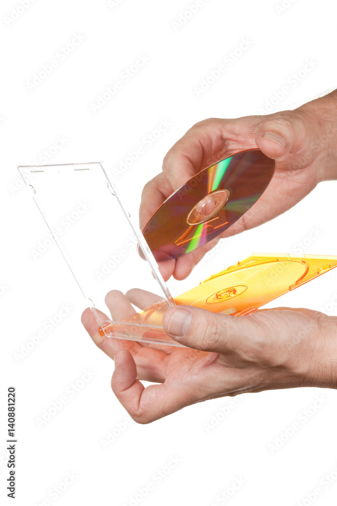 Fototapeta premium CD box in hand