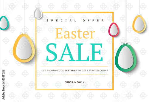 Creative Easter abstract social media web banners for cell phone or newsletter ad. Email holiday promotion or sale background. Promotional offer flyer layout. Vector template design.