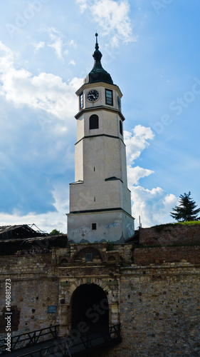 Clock tower at Kalemegdan fortress in Belgrade, Serbia