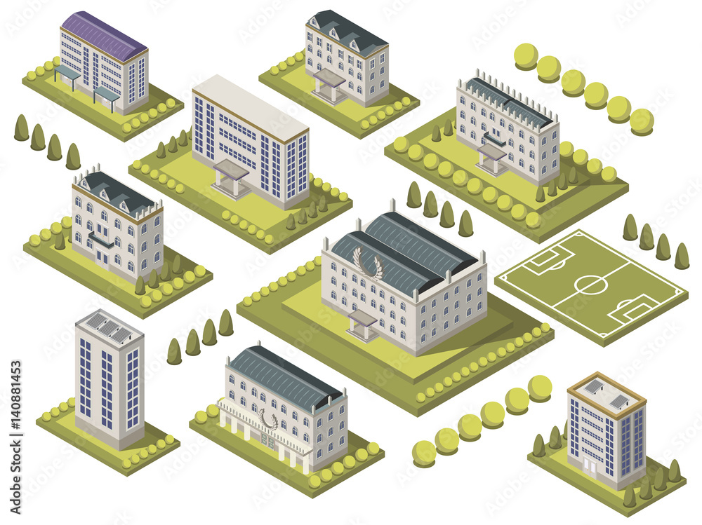 Isometric University Set Isometric University Set