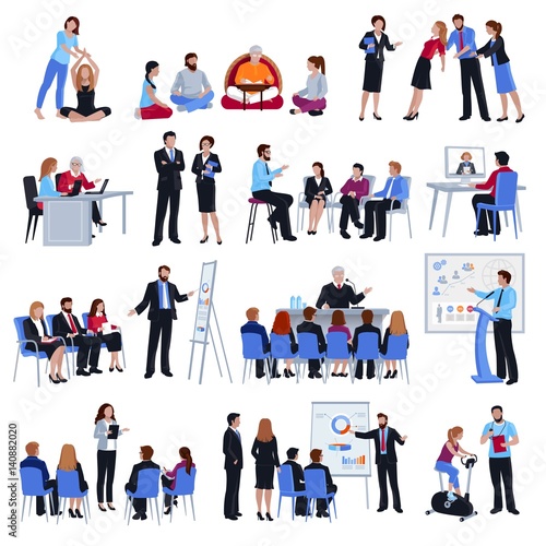Coaching Mentoring Discipleship  Flat Icons Set 