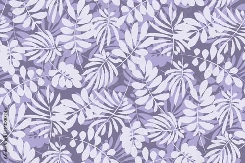 tropical leaves seamless pattern in simple flat style. surface design vector illustration for print, wrapping paper, fabric, background.