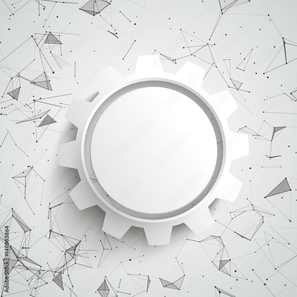 Obraz premium Gear Wheel Abstract Background Connected Dots