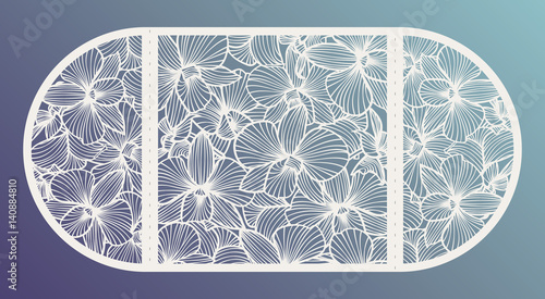 Laser cut vector wedding invitation with orchid flowers for decorative panel