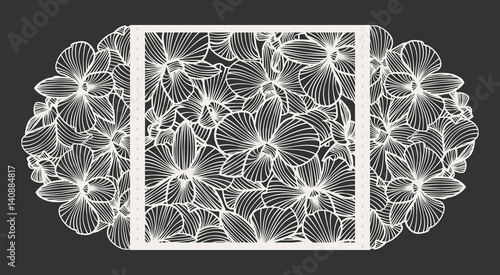 Laser cut vector wedding invitation with orchid flowers for decorative panel