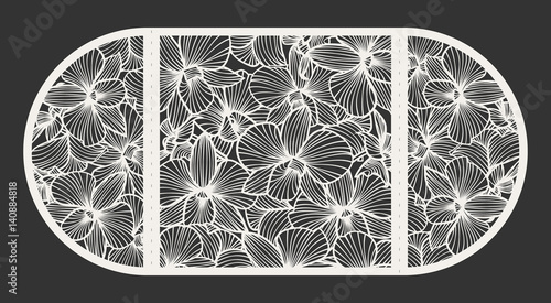 Laser cut vector wedding invitation with orchid flowers for decorative panel
