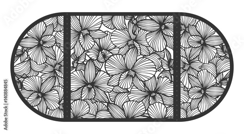 Laser cut vector wedding invitation with orchid flowers for decorative panel