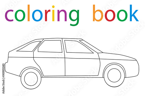 Vector  isolated book coloring book car sedan