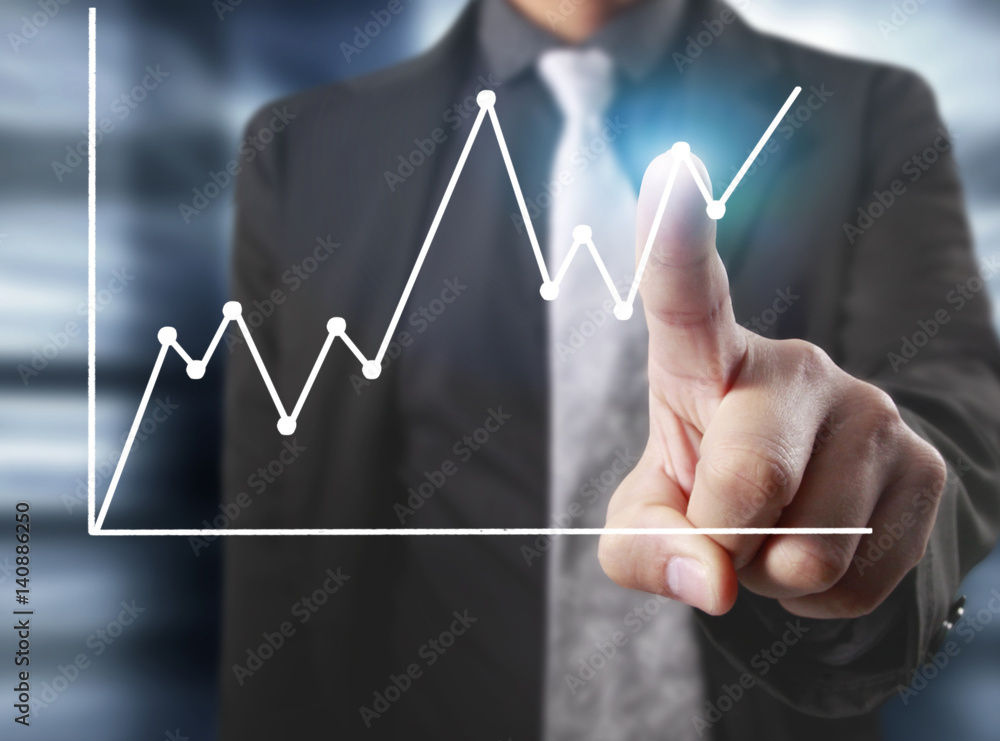 financial symbols coming from hand financial symbols coming from hand