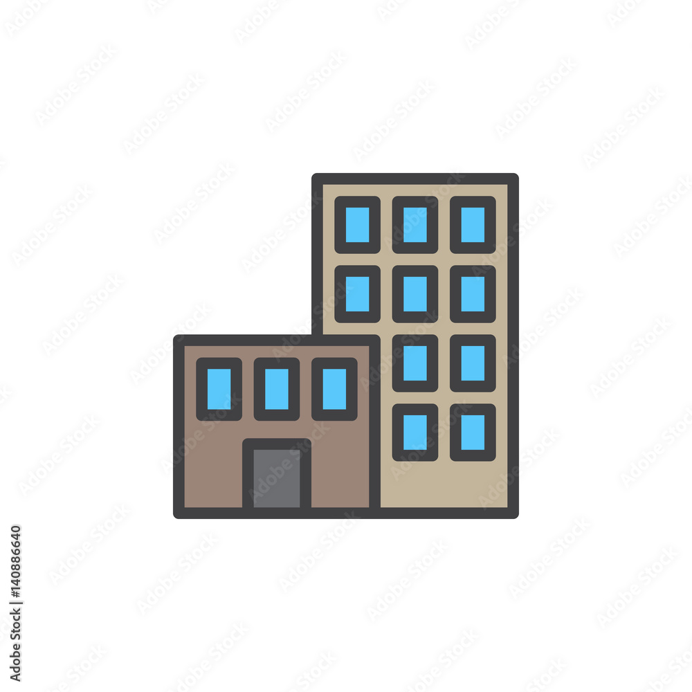 Office building line icon, filled outline vector sign, linear colorful pictogram isolated on white. Symbol, logo illustration. Editable stroke. Pixel perfect Office building line icon, filled outline vector sign, linear colorful pictogram isolated on white. Symbol, logo illustration. Editable stroke. Pixel perfect
