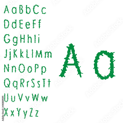 Letters of the alphabet grass green