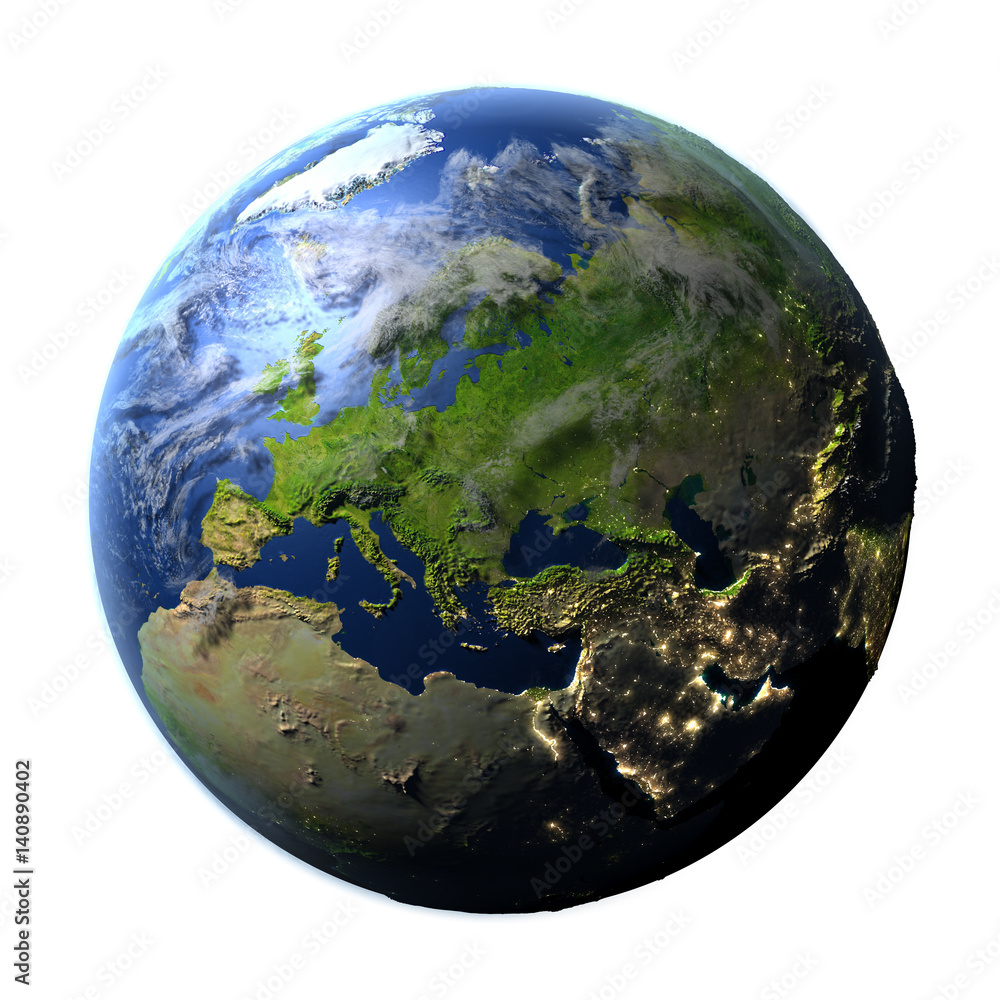 Obraz premium Europe on Earth isolated on white