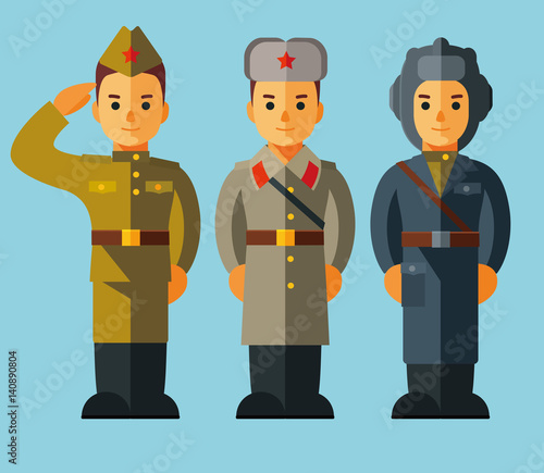 Soldiers young men in uniform during the second world war, the great Patriotic war. Victory day. May 9.