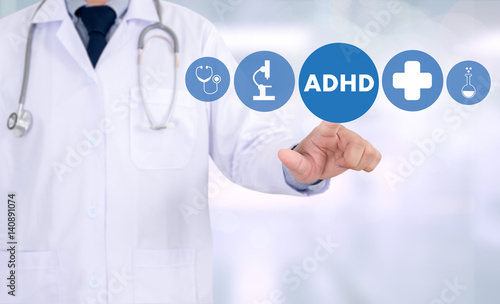 ADHD CONCEPT Printed Diagnosis Attention deficit hyperactivity disorder