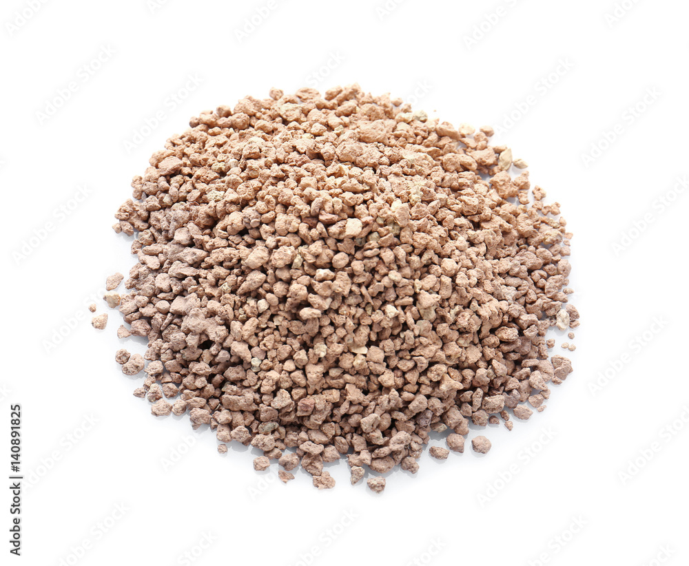 Pile of cat litter isolated on white Pile of cat litter isolated on white