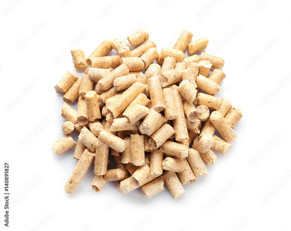 Pile of cat litter isolated on white Pile of cat litter isolated on white