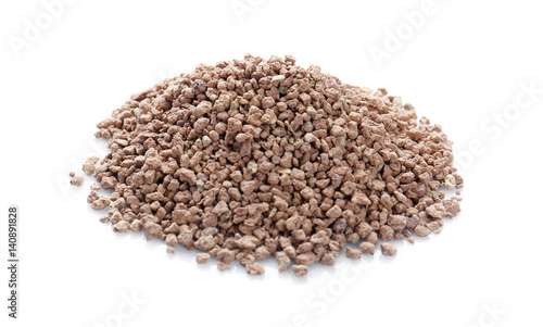 Pile of cat litter isolated on white