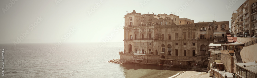 panoramic view Donn'Anna Palace in Naples - It